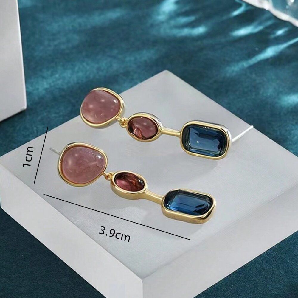 5/$25 Asymmetric Multicolor Acrylic Crystal Drop Earrings Mismatched Earrings - Picture 3 of 6